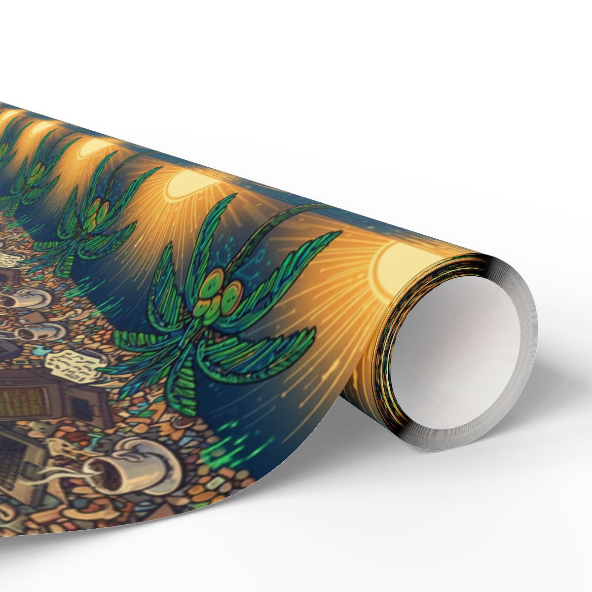 Psychedelic Sunlit Beach Design Wrapping Paper product type