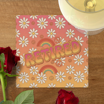 Retro Daisy Pattern Retired Greeting Card