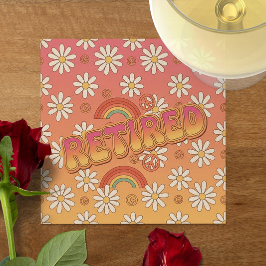 Retro Daisy Pattern Retired Greeting Card