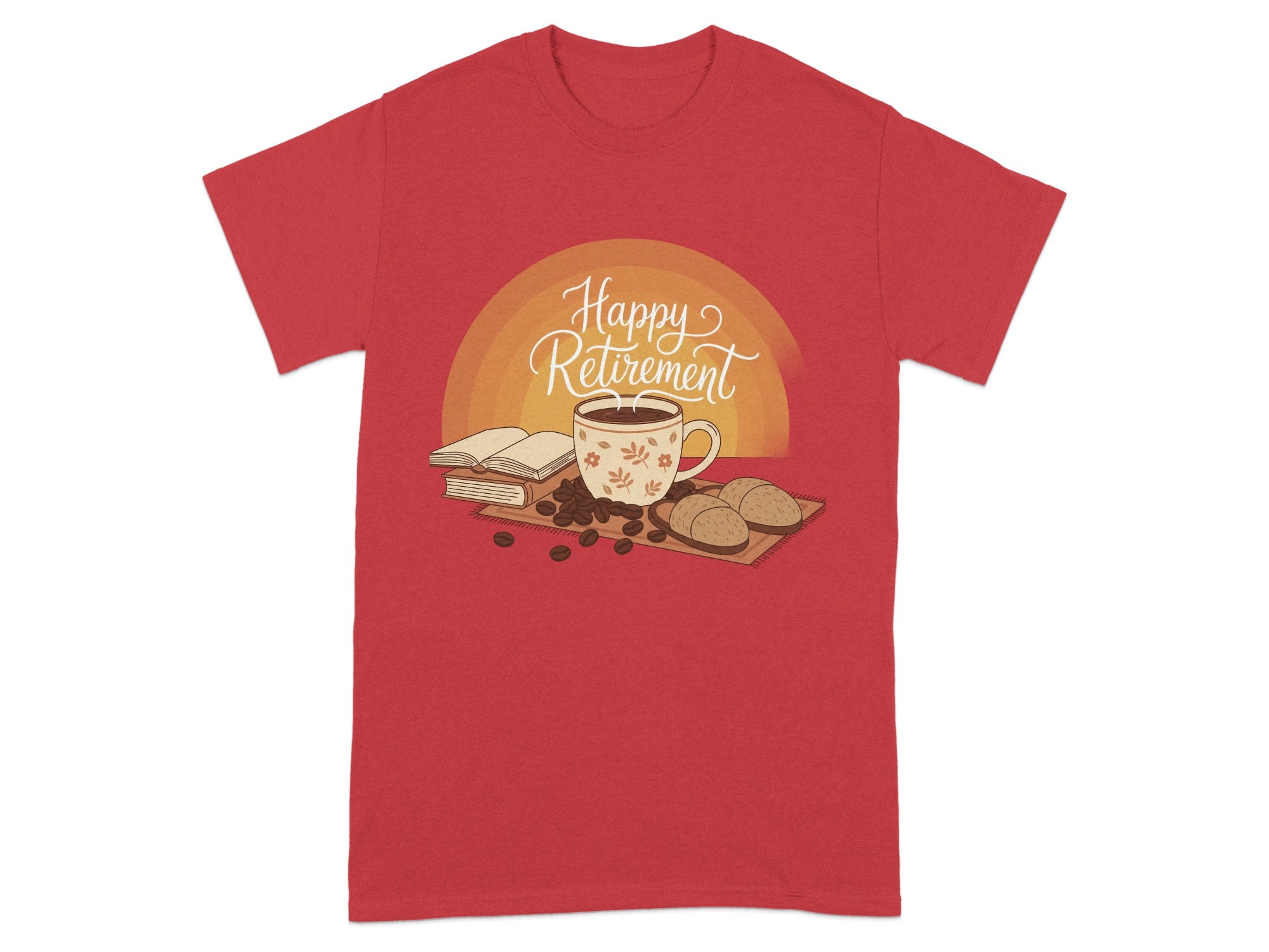 Happy Retirement Coffee and Books Themed T-Shirt