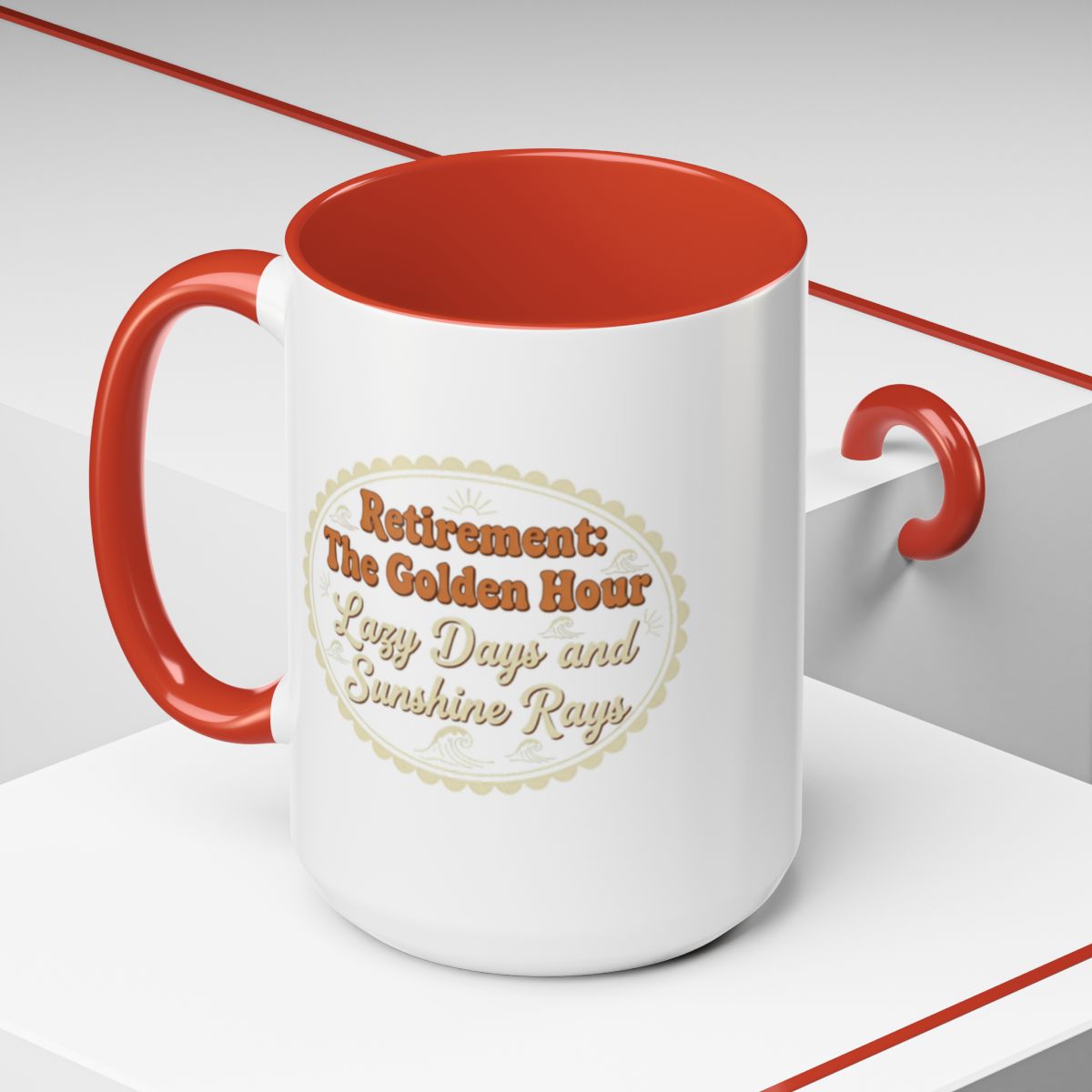 Retirement: The Golden Hour Lazy Days and Sunshine Rays | Gold Silver Black or Access Mugs - Retiree Gifts Retirement Party