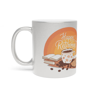 Happy Retirement Coffee Mug with Books and Coffee Beans