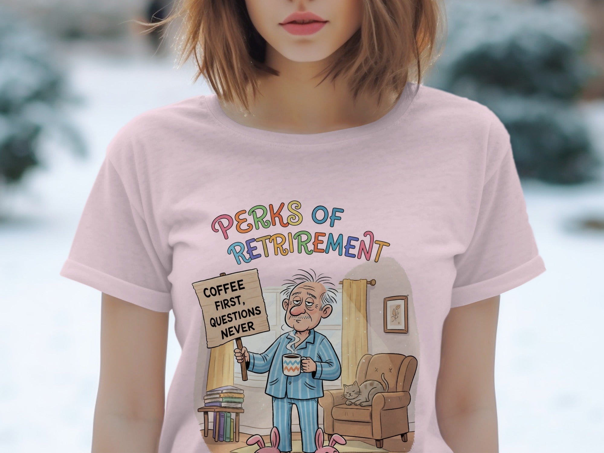Coffee First Questions Never Perks of Retirement Shirt