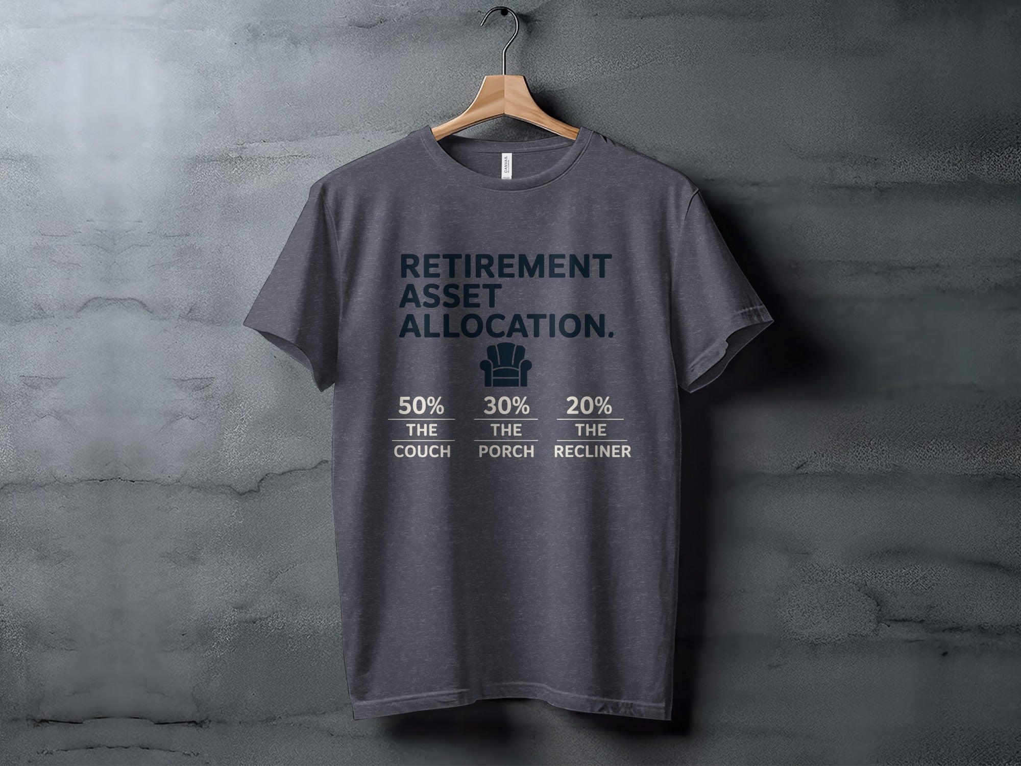 Retirement Asset Allocation | Customizable with Retiree's Name Dark Heaterh Color Bella T-Shirts - Retiree Gifts Retirement Party