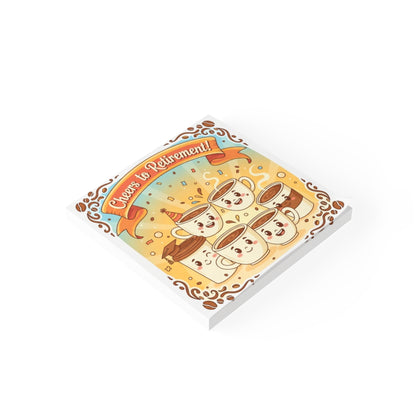 Cheerful Cartoon Cups Retirement Celebration Canvas
