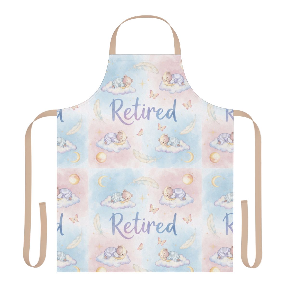 Retired Text with Sleeping Baby Graphic Apron