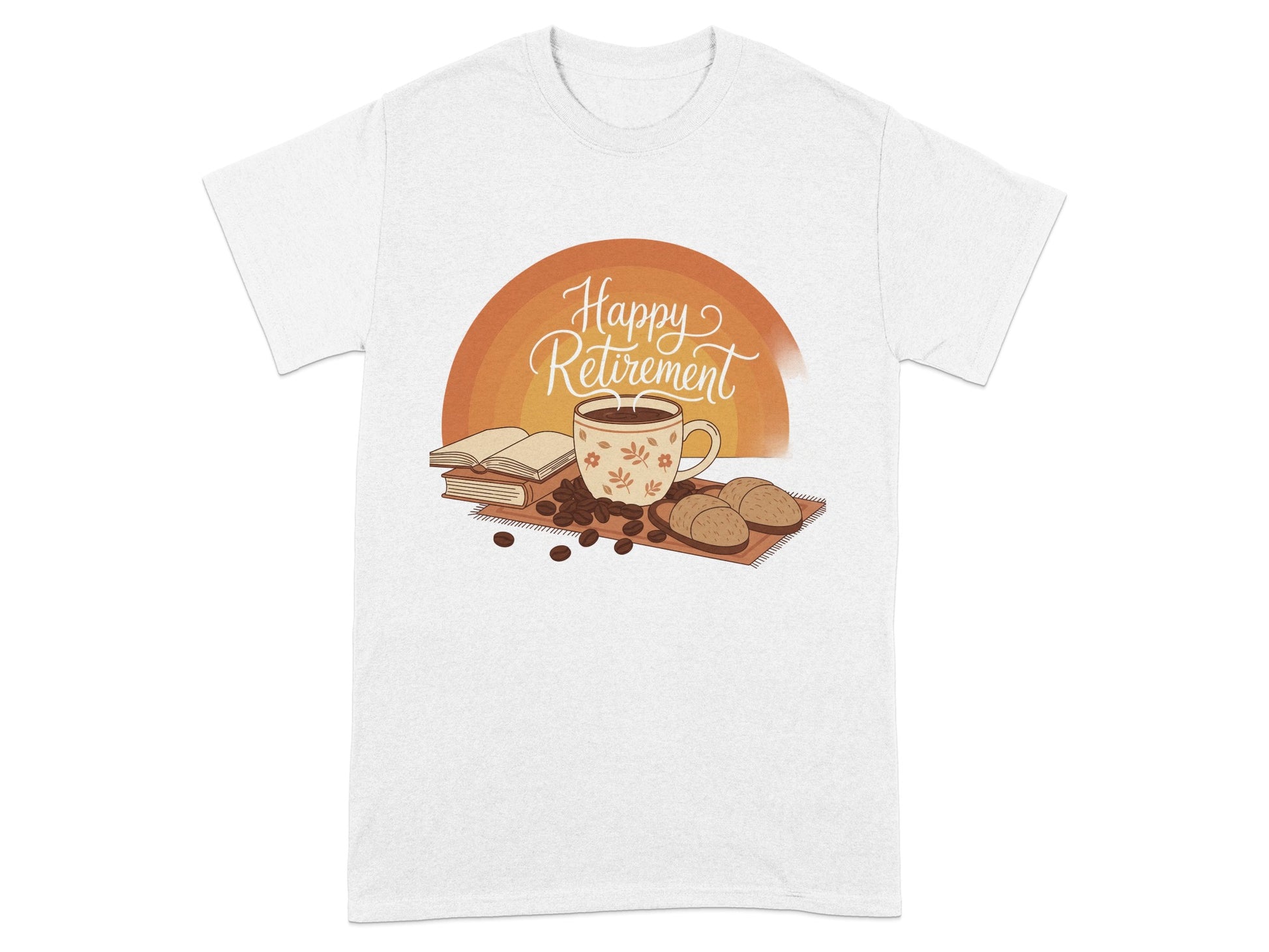 Happy Retirement Coffee and Book Graphic T-Shirt