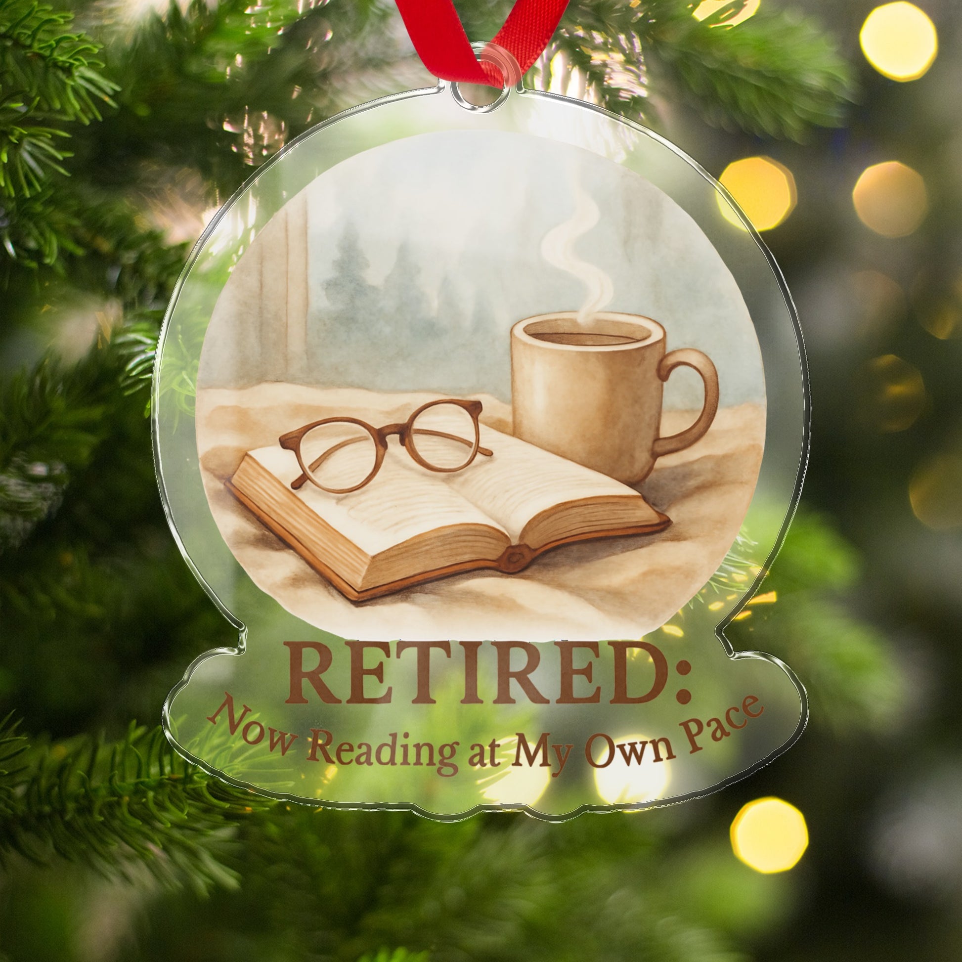 Retired Now Reading at My Own Pace Ornaments - Retiree Gifts Retirement Party