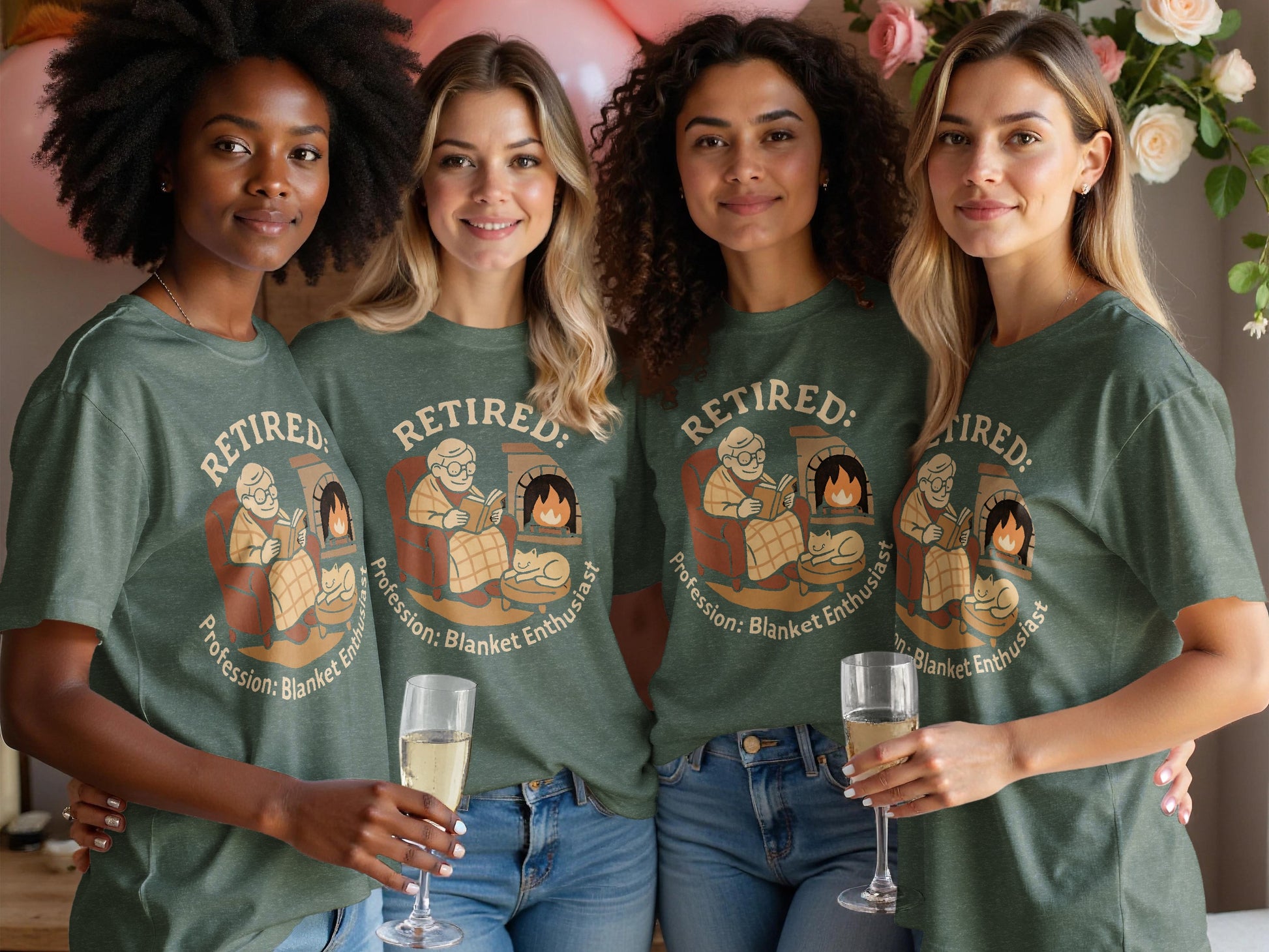 Retired: Profession: Blanket Enthusiast | Cozy Graphic | Dark Heaterh Color Bella T-Shirts - Retiree Gifts Retirement Party