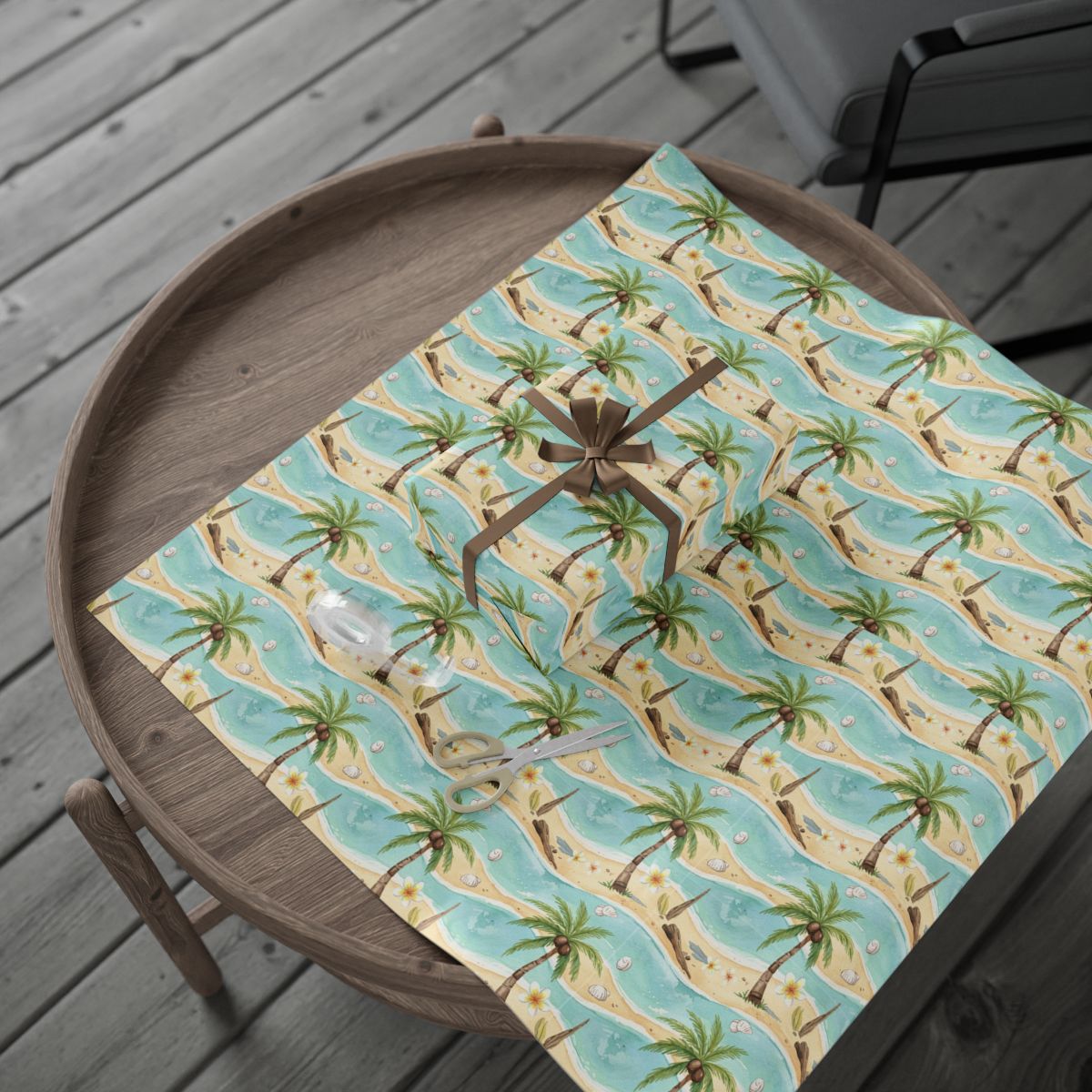 Retirement Gift – “Tropical Beach With Palm Trees Wrapping Paper” - Retiree Gifts Retirement Party