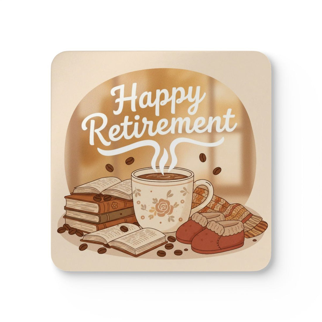 Happy Retirement Coffee Mug with Books and Slippers