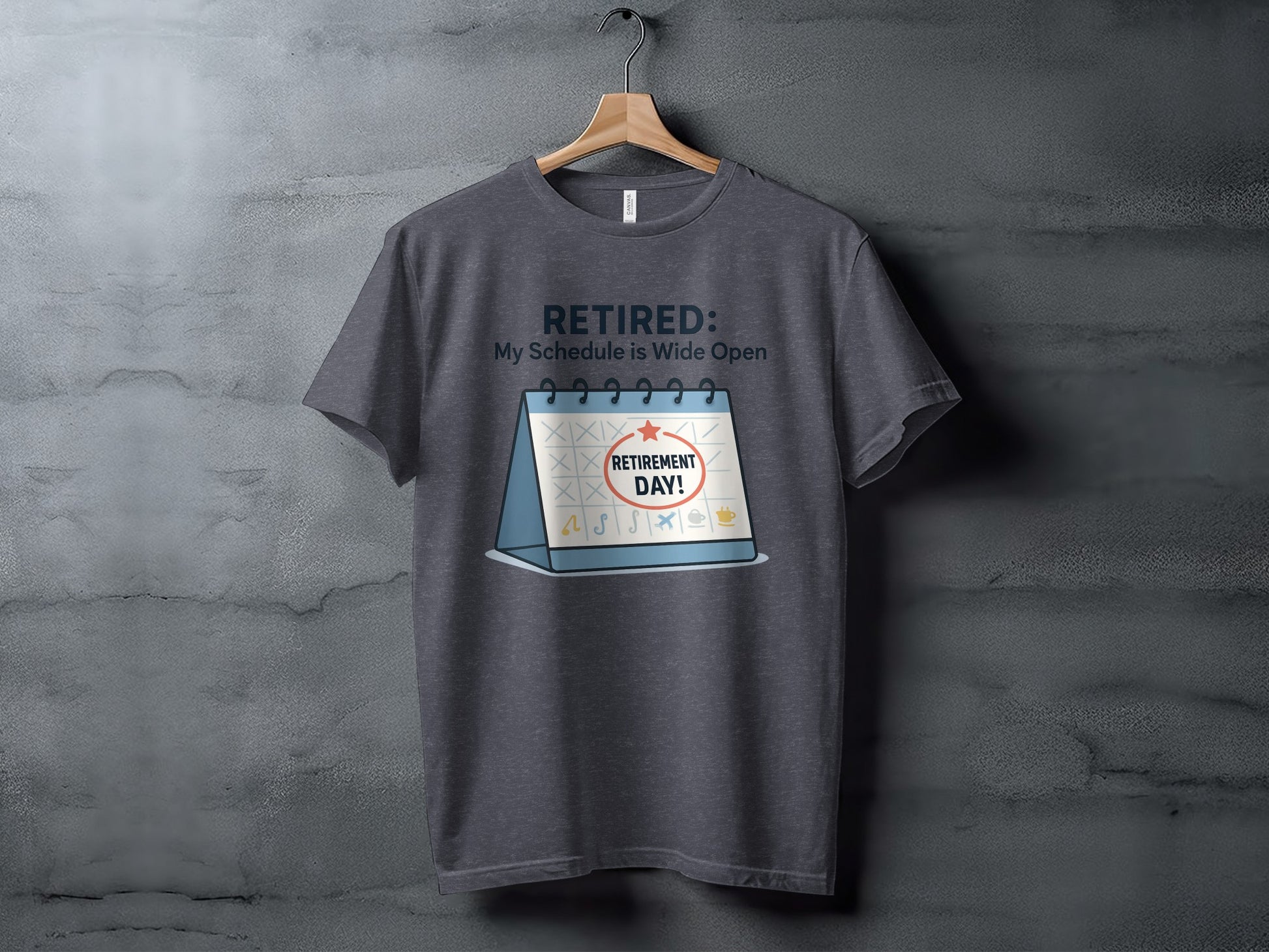 RETIRED: My Schedule is Wide Open | Dark Heaterh Color Bella T-Shirts - Retiree Gifts Retirement Party