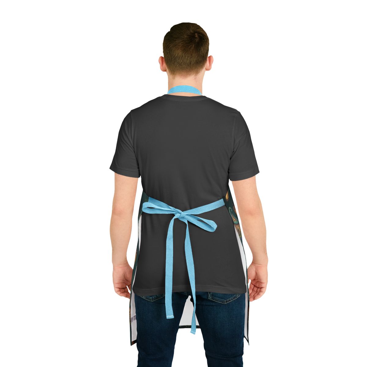 Stylish Colorful Apron with Blue Ties for Kitchen