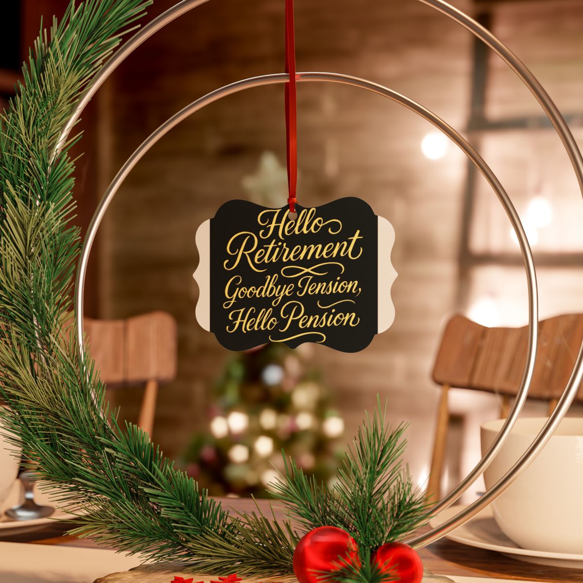 Hello Retirement Goodbye Tension Hello Pension Ornaments - Retiree Gifts Retirement Party