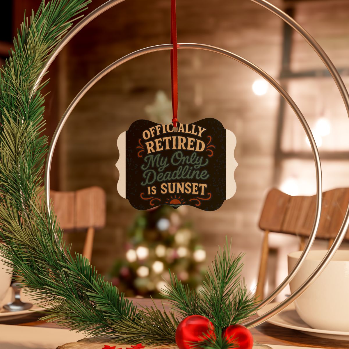 Officially Retired My Only Deadline Is Sunset Ornaments | Celebrate Retirement - Retiree Gifts Retirement Party