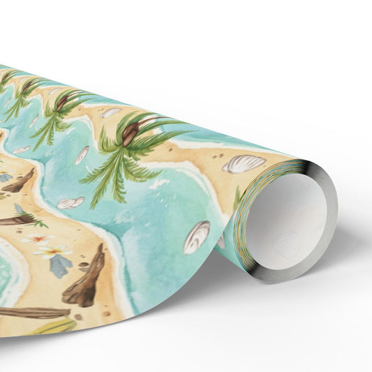 Tropical Beach with Palm Trees Wrapping Paper product type