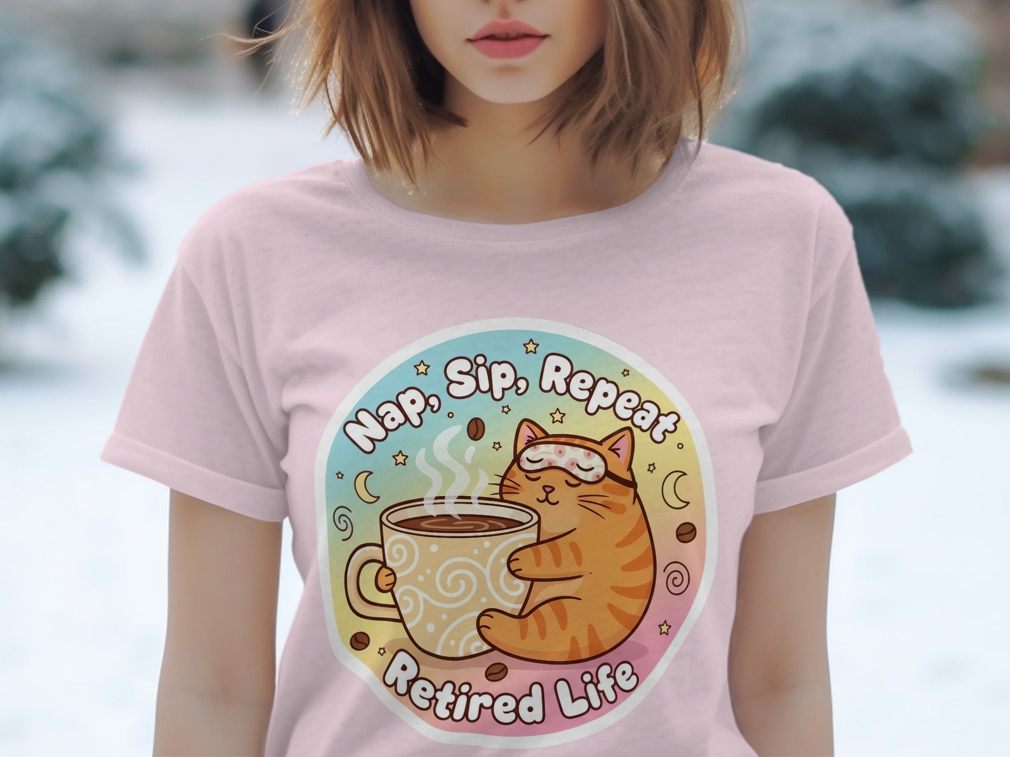 Nap Sip Repeat Retired Life Cat Lover's T-Shirt