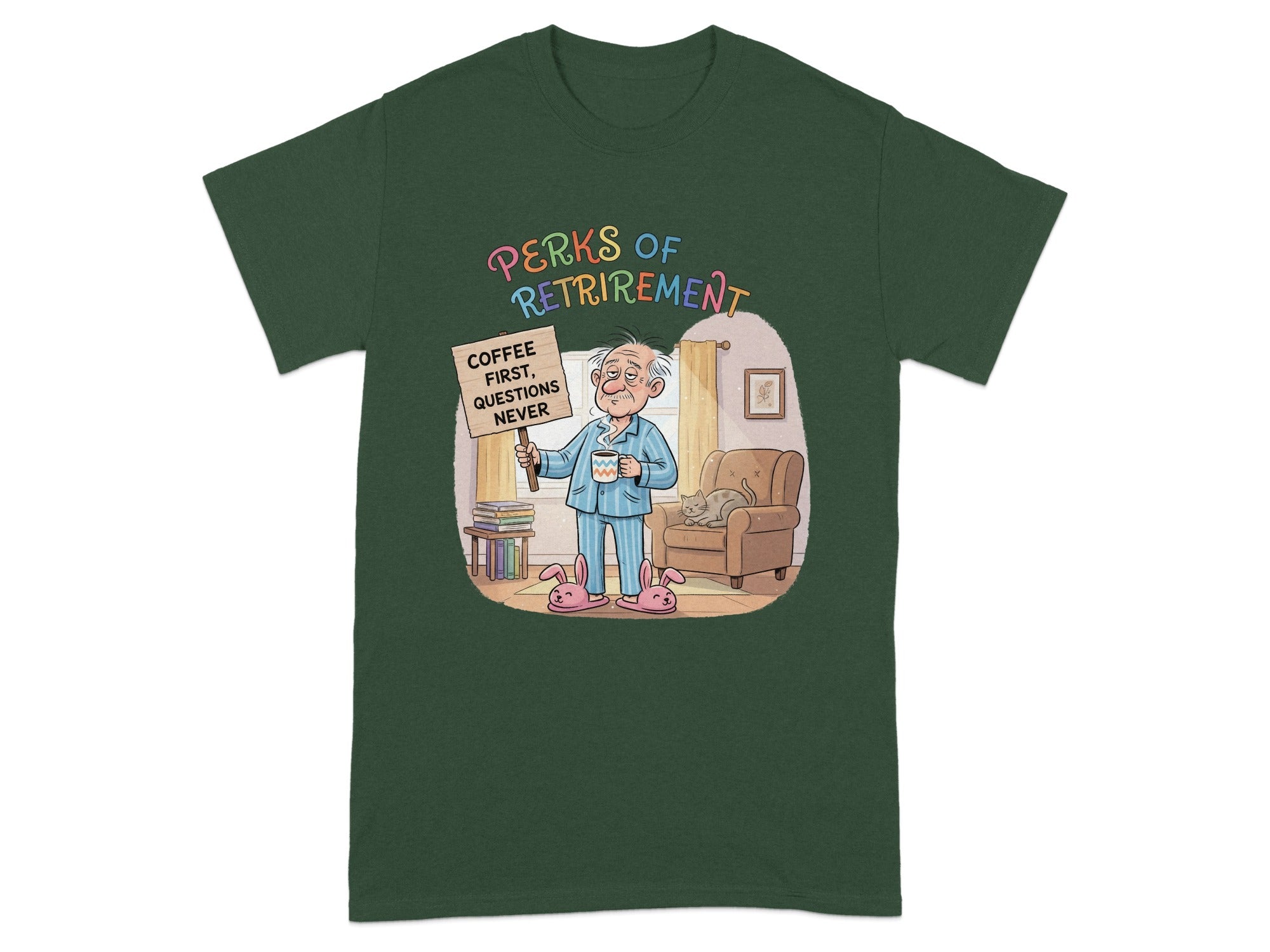Perks of Retirement Humorous Cartoon Design Shirt