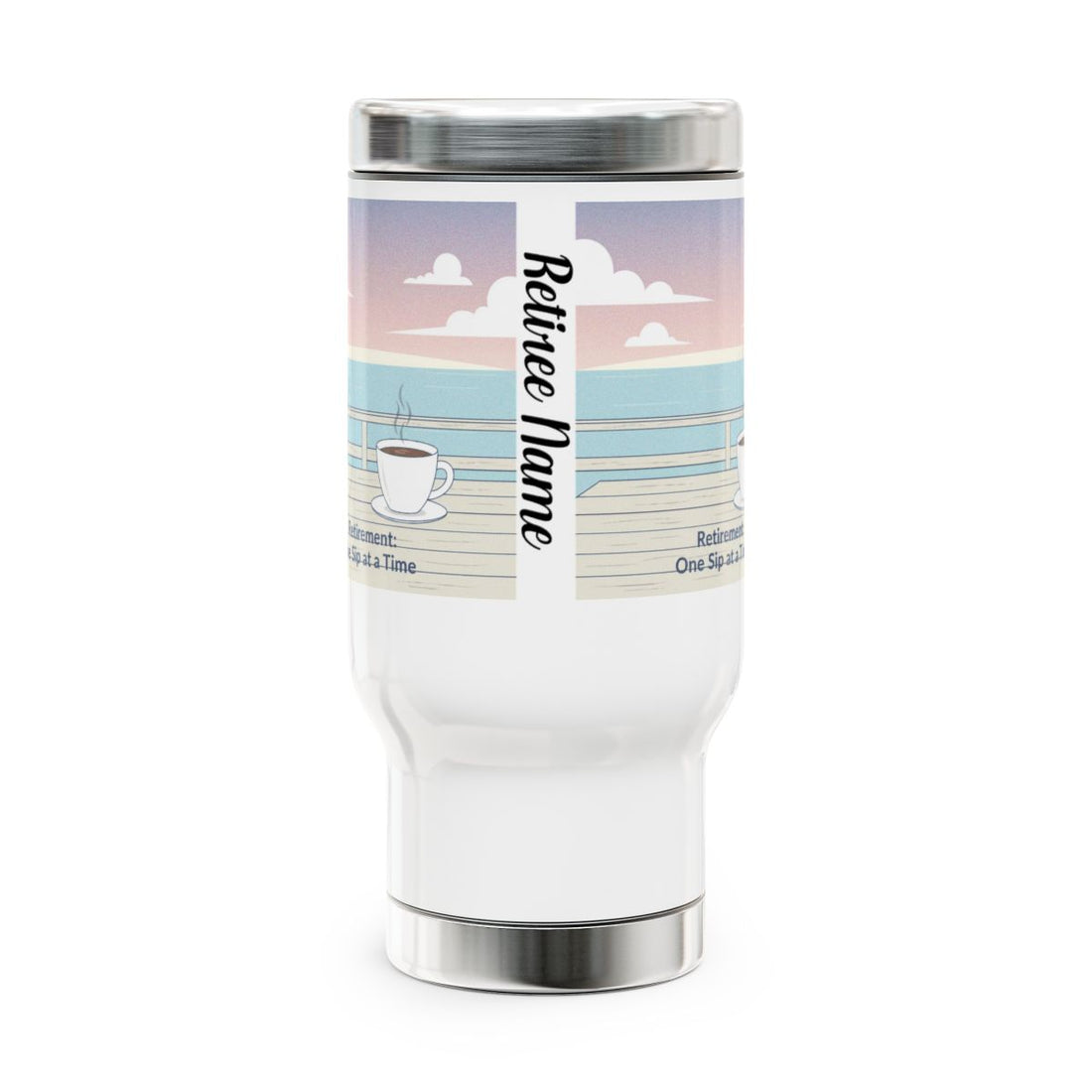 Sunset Ocean Scenery Travel Mug with Custom Name
