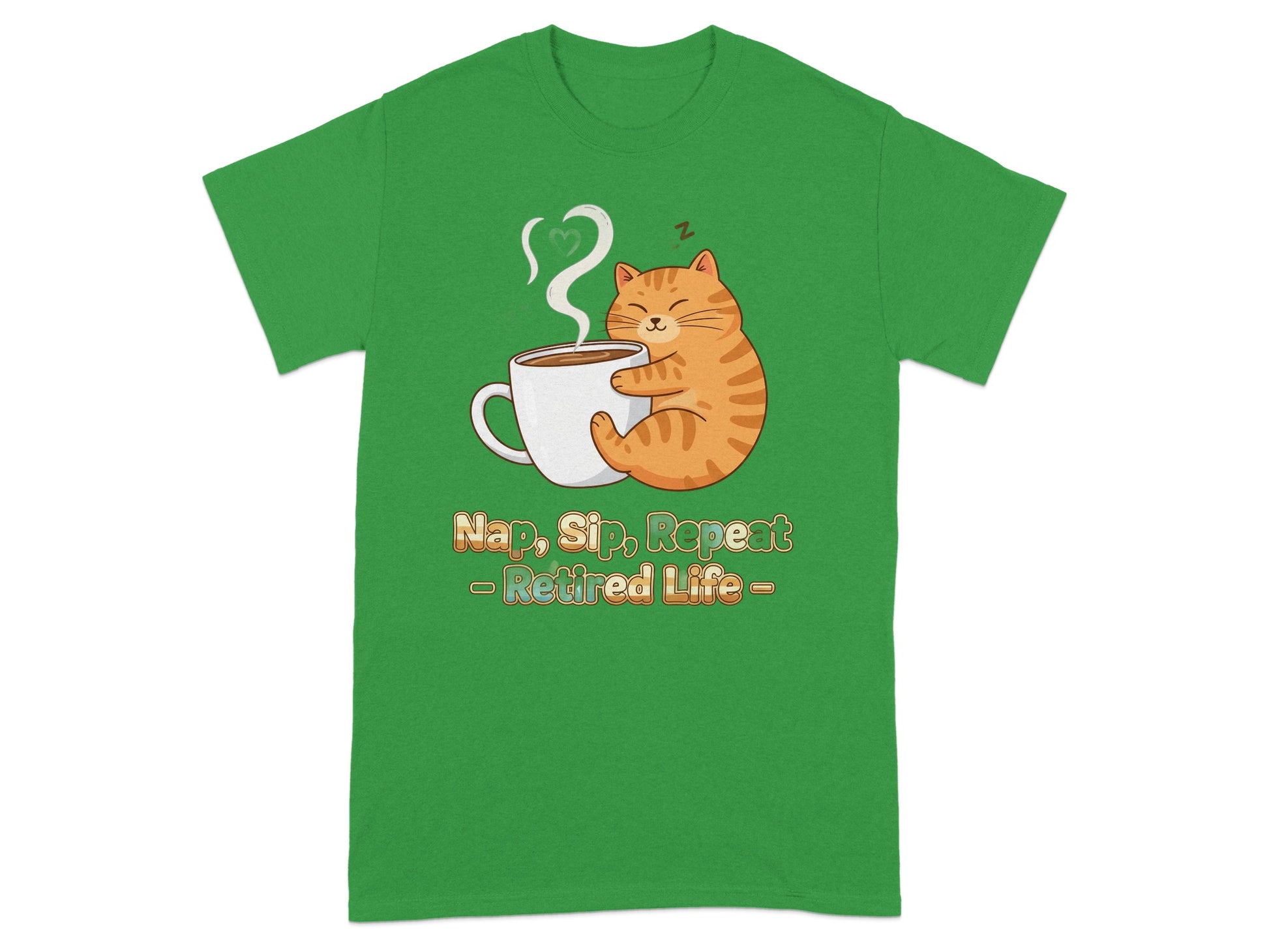 Nap Sip Repeat Retired Life Cat T-Shirt