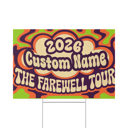 Psychedelic Farewell Tour Bold Retro Colors Vinyl Banner or Yard Sign - Retiree Gifts Retirement Party