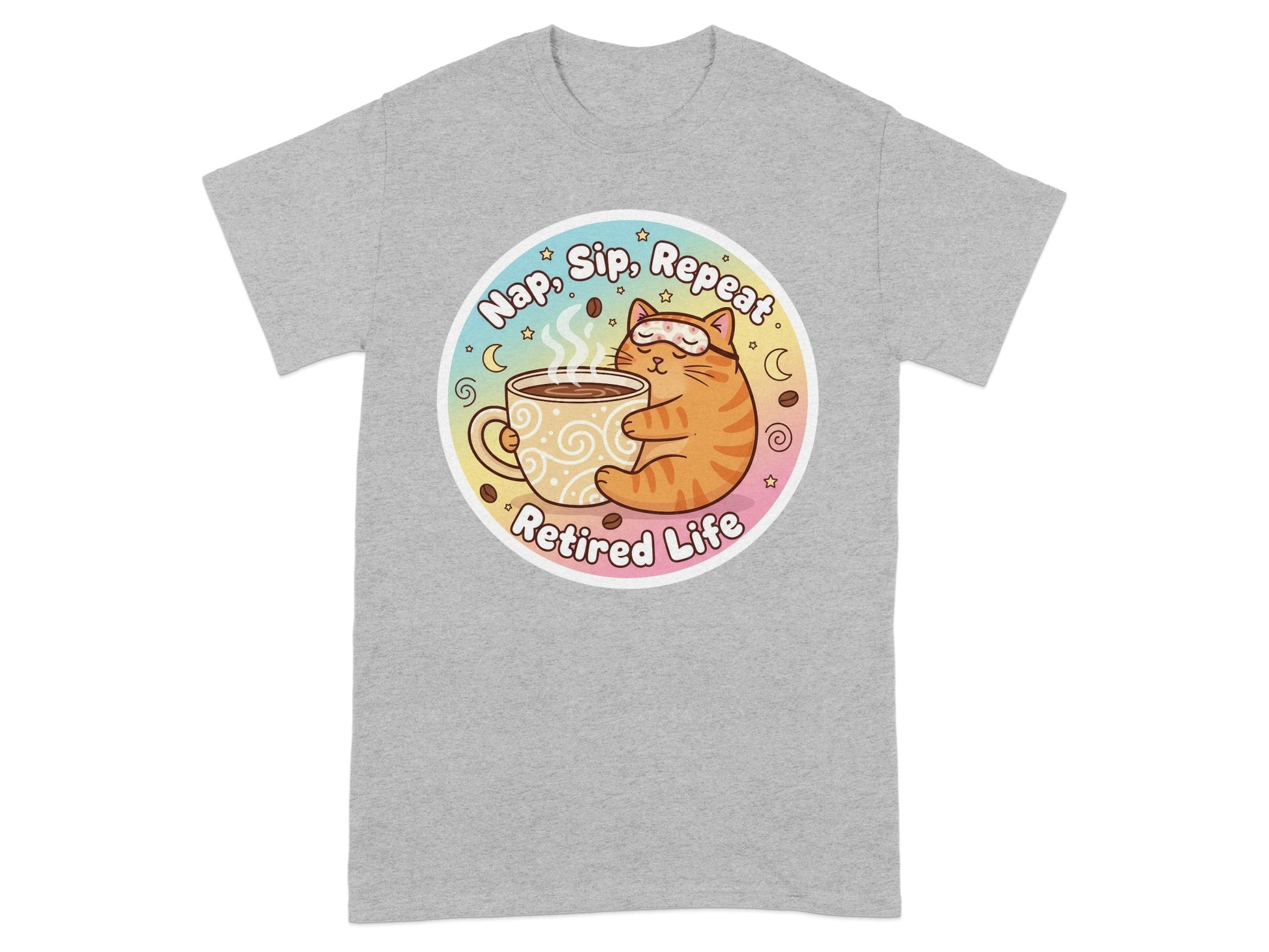 Nap Sip Repeat Retired Life with Cat T-shirt
