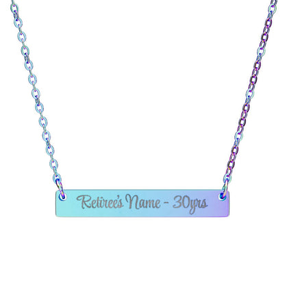 Retiree's Name 30yrs Custom Engraved Necklace Gift
