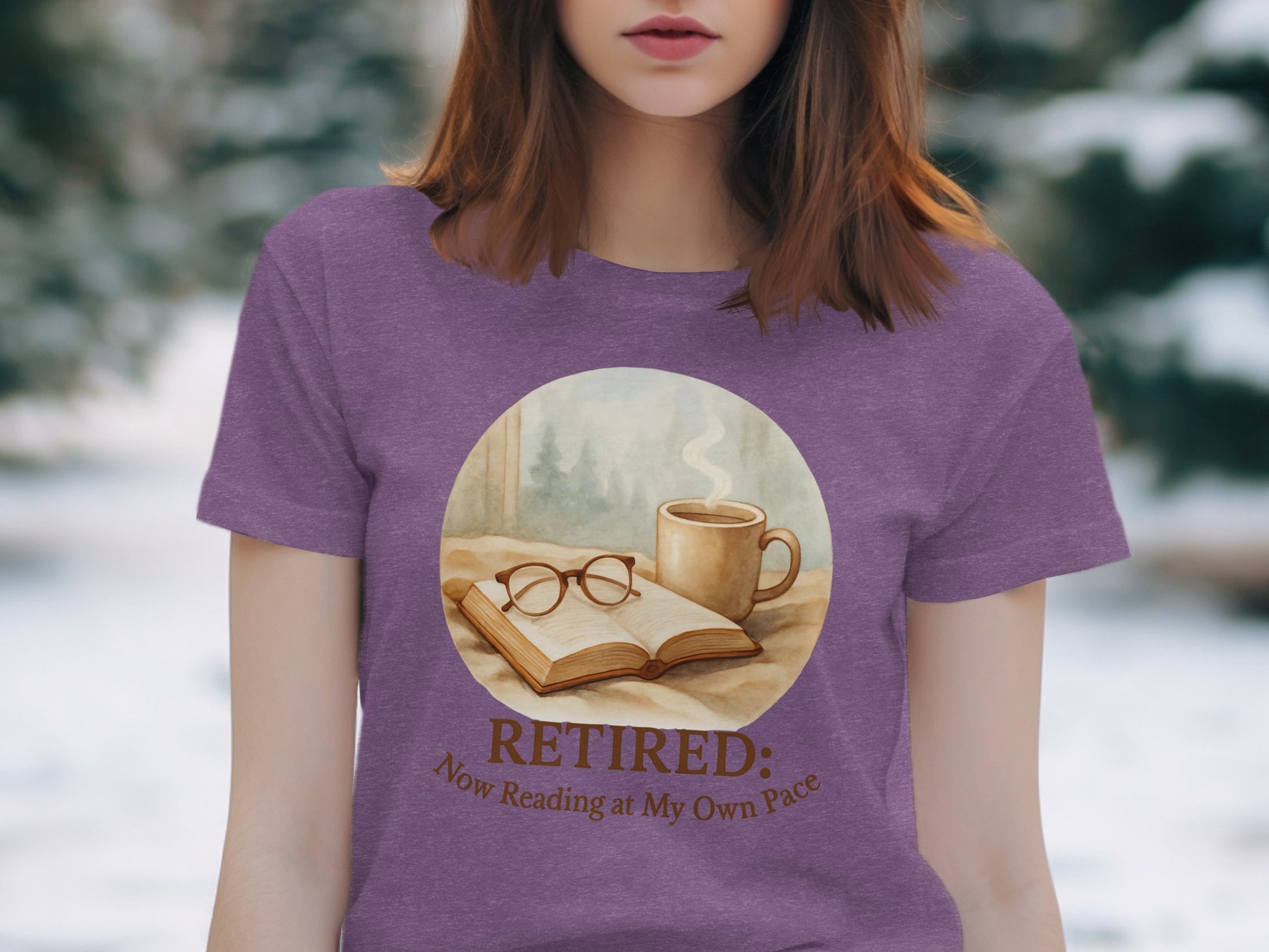 Retired: Now Reading at My Own Pace | Dark Heaterh Color Bella T-Shirts - Retiree Gifts Retirement Party