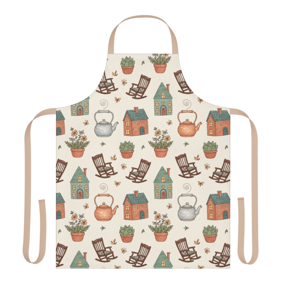 Country Theme Apron with Teapots and Rocking Chairs