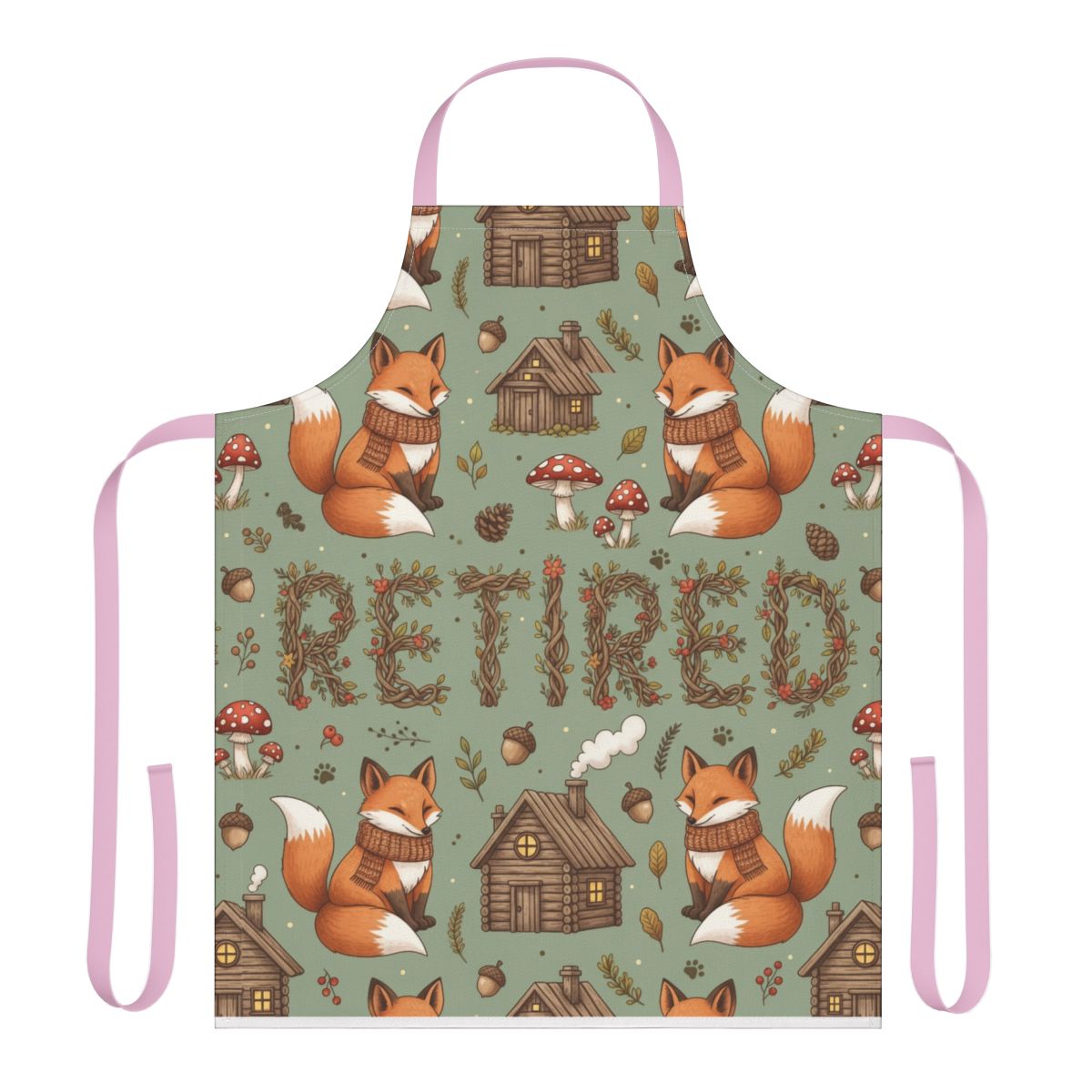 Cute Foxes Retired Text Cooking Baking Kitchen Apron