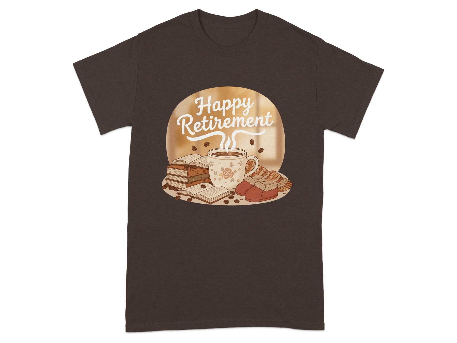 Happy Retirement Book and Coffee Graphic T-Shirt