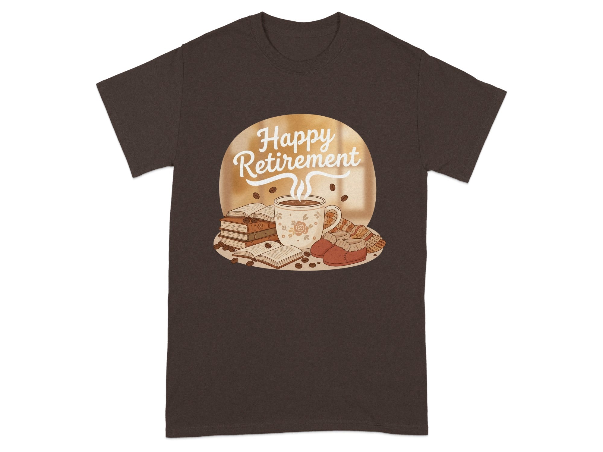 Happy Retirement Book and Coffee Graphic T-Shirt
