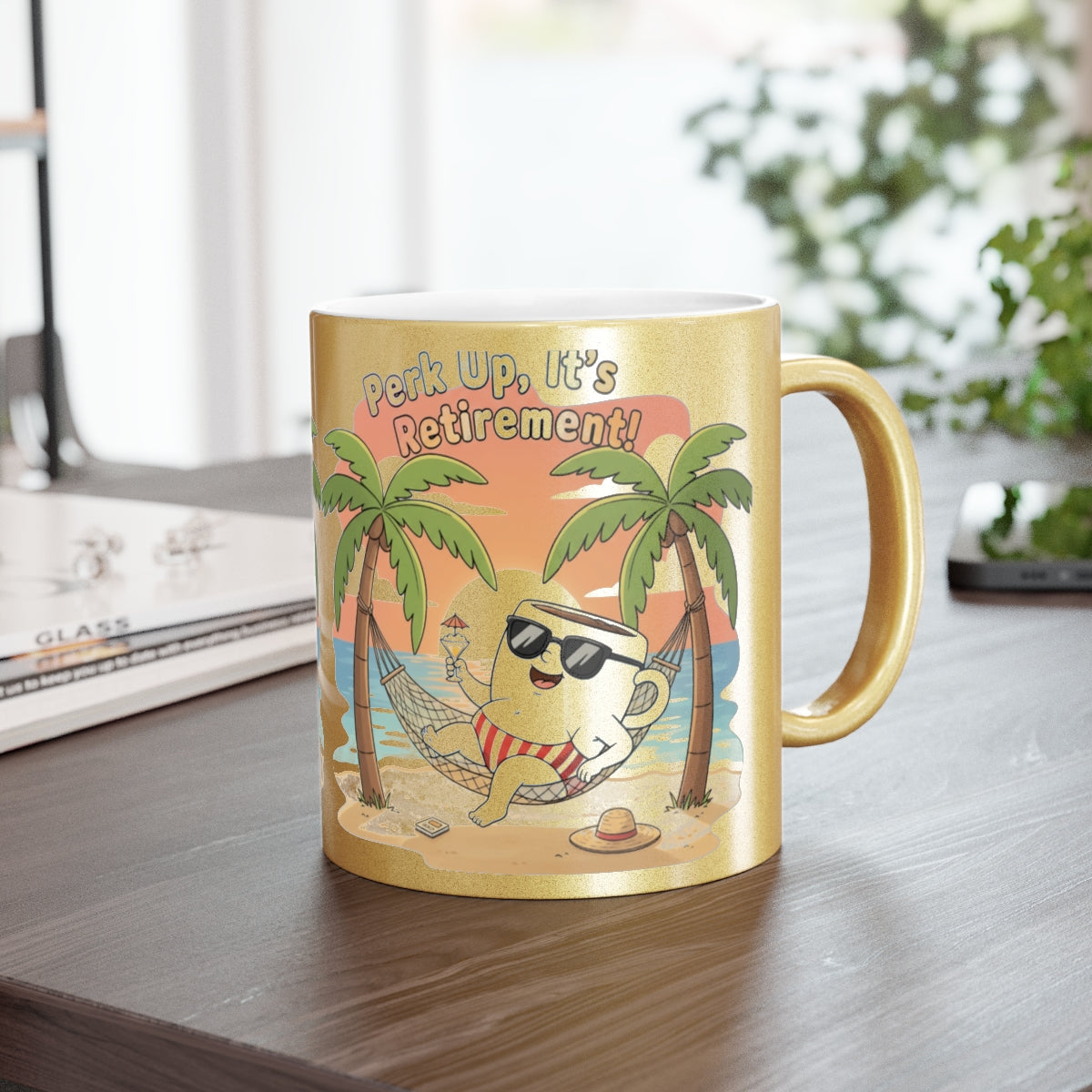 Perk Up It's Retirement Coffee Mug With Beach Theme