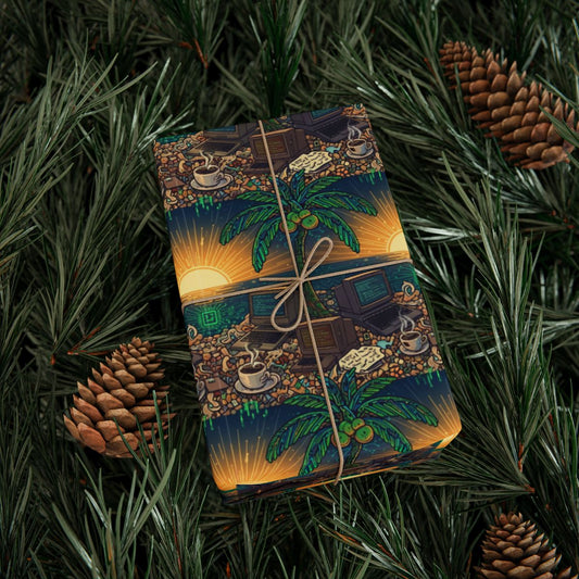 Tropical Sunset Palm Tree Pattern Wrapping Paper product
