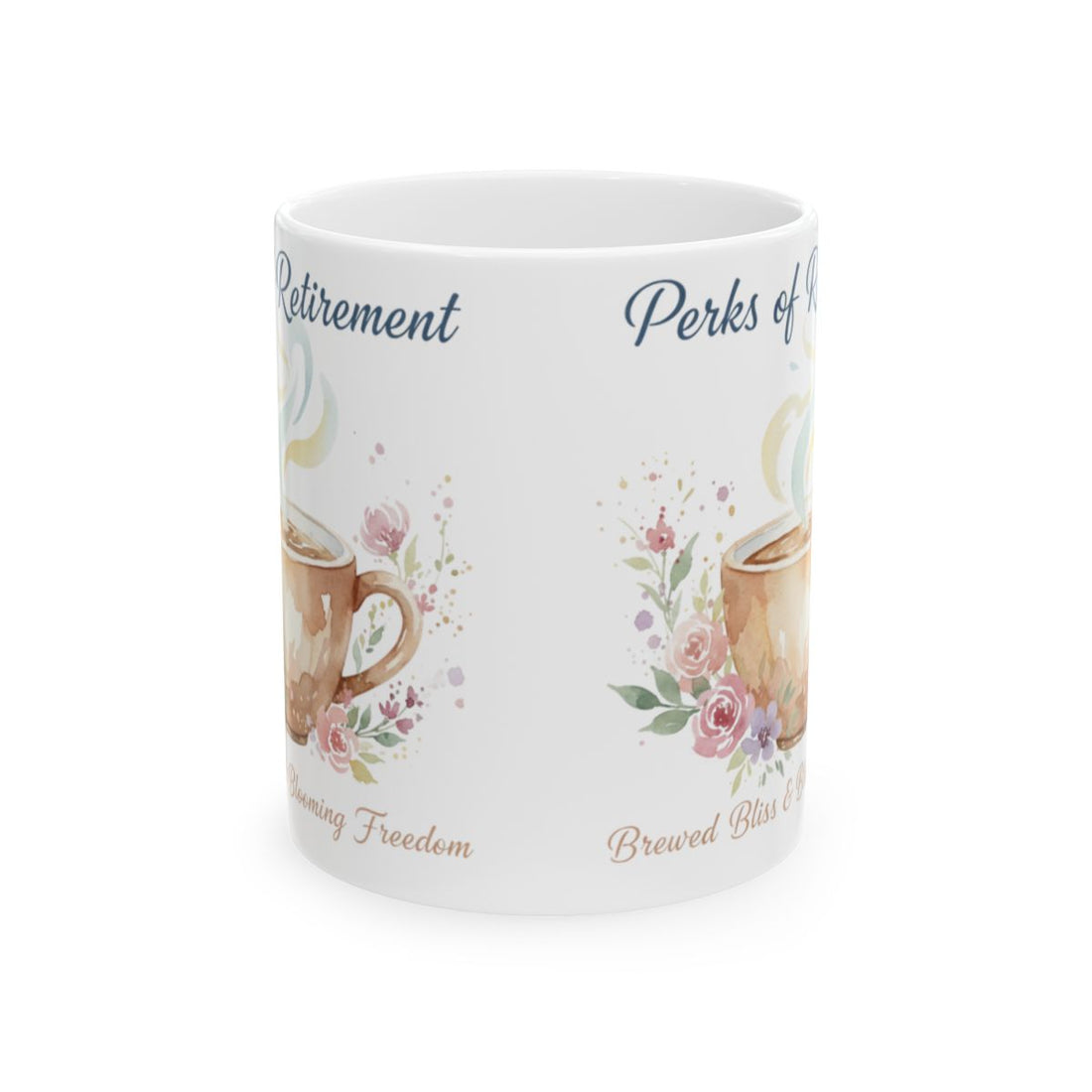 Perks of Retirement Brewed Bliss Blooming Freedom Mug