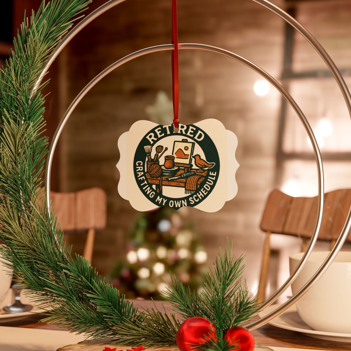 RETIRED Crafting My Own Schedule | Perfect for Retirement Ornament - Retiree Gifts Retirement Party
