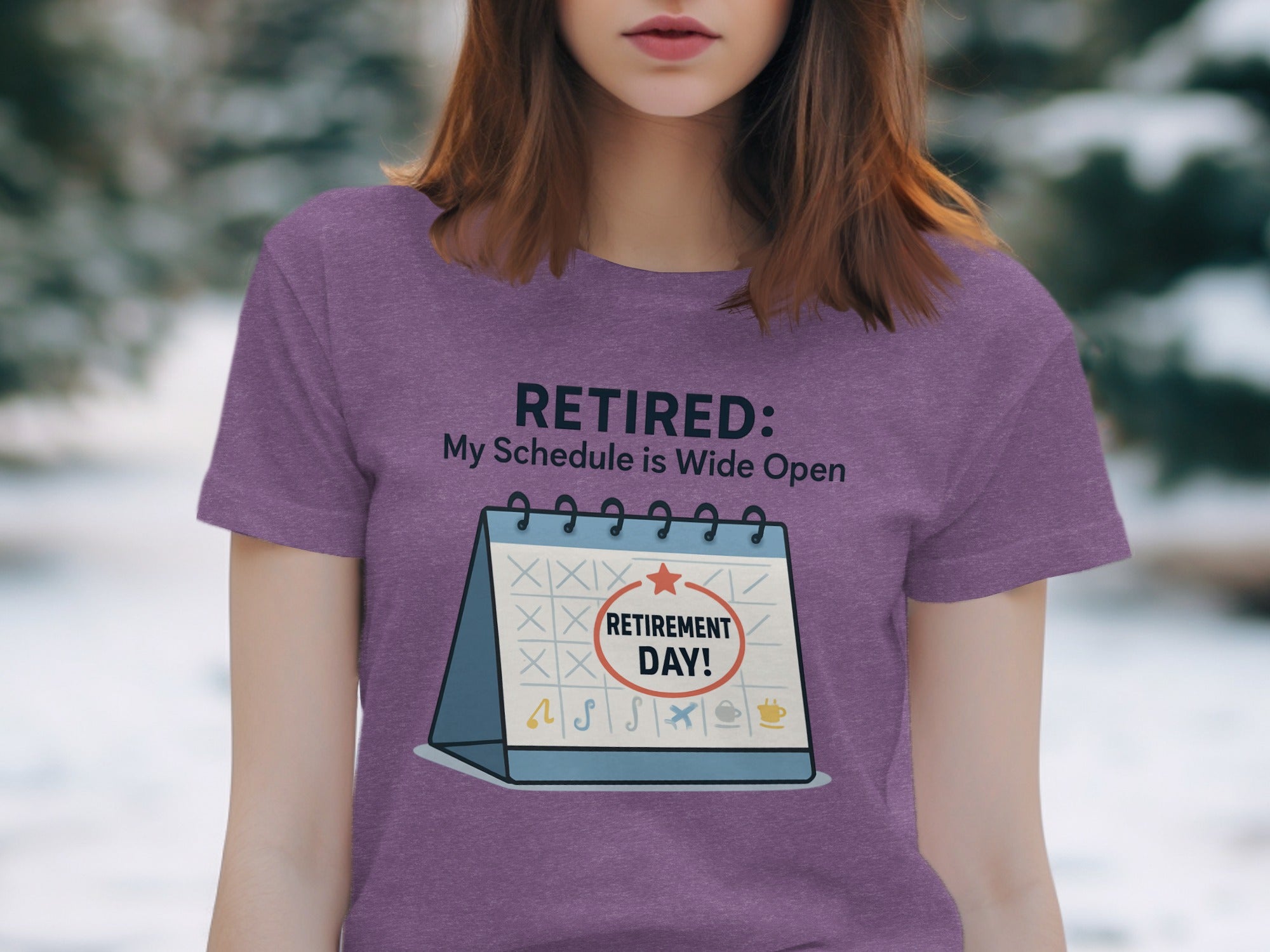 RETIRED: My Schedule is Wide Open | Dark Heaterh Color Bella T-Shirts - Retiree Gifts Retirement Party