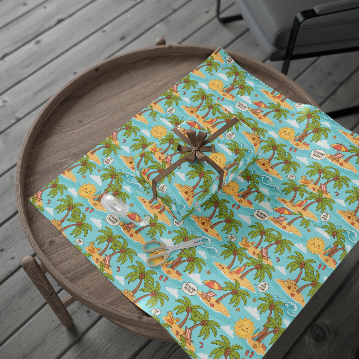 Retirement Gift – “Tropical Island Adventure Theme Wrapping Paper” - Retiree Gifts Retirement Party