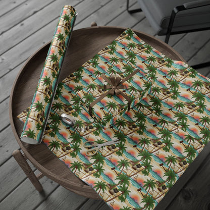 Tropical Palm Tree Sunset Pattern Wrapping Paper product