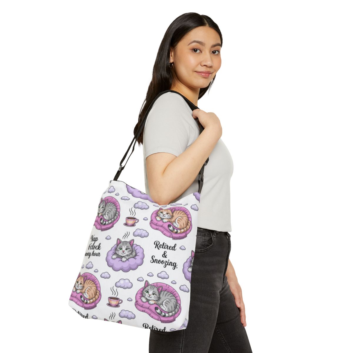 Adorable Cat Nap Tote Bag Design Canvas Tote Bags - Retiree Gifts Retirement Party