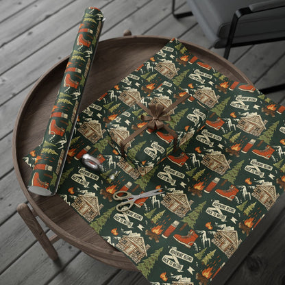 Rustic Cabin and Camping Themed Gift Wrapping Paper