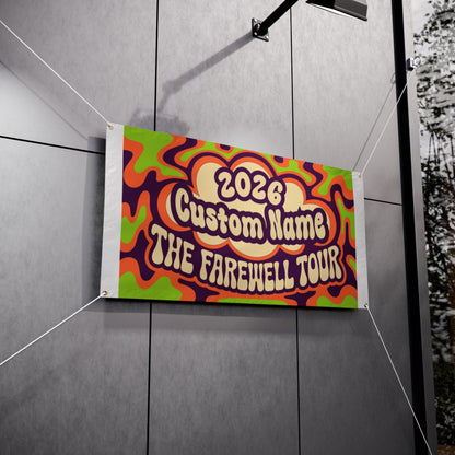 Psychedelic Farewell Tour Bold Retro Colors Vinyl Banner or Yard Sign - Retiree Gifts Retirement Party