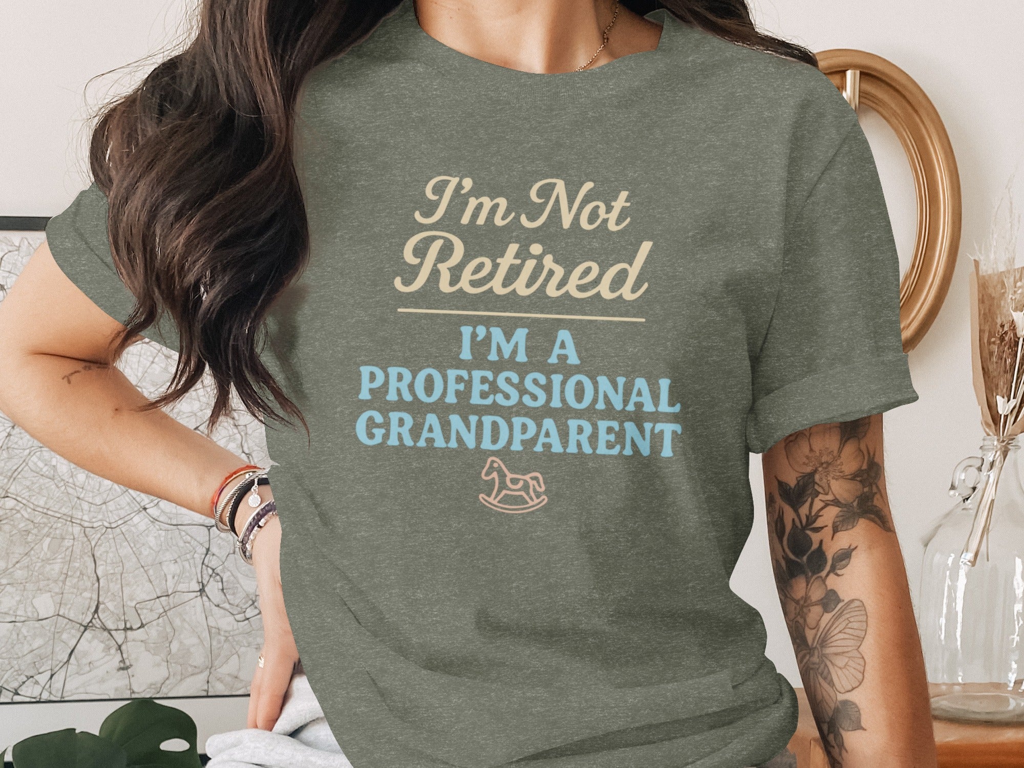 I'm Not Retired I'm A Professional Grandparent | Dark Heaher Color Bella T-Shirts - Retiree Gifts Retirement Party