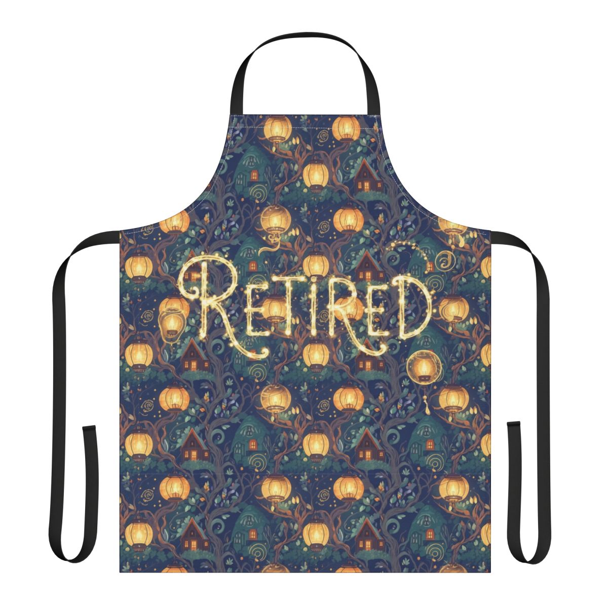 Retired Graphic Apron Covered in Lanterns