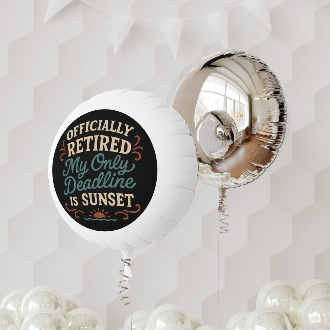 Officially Retired Sunset | My Only Deadline is Sunset | Officially Retired Retirement Gift Mylar Ballons 11in or 22in - Retiree Gifts Retirement Party