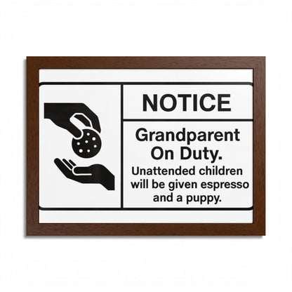 Grandparent On Duty Warning Funny Framed Art Posters - Retiree Gifts Retirement Party