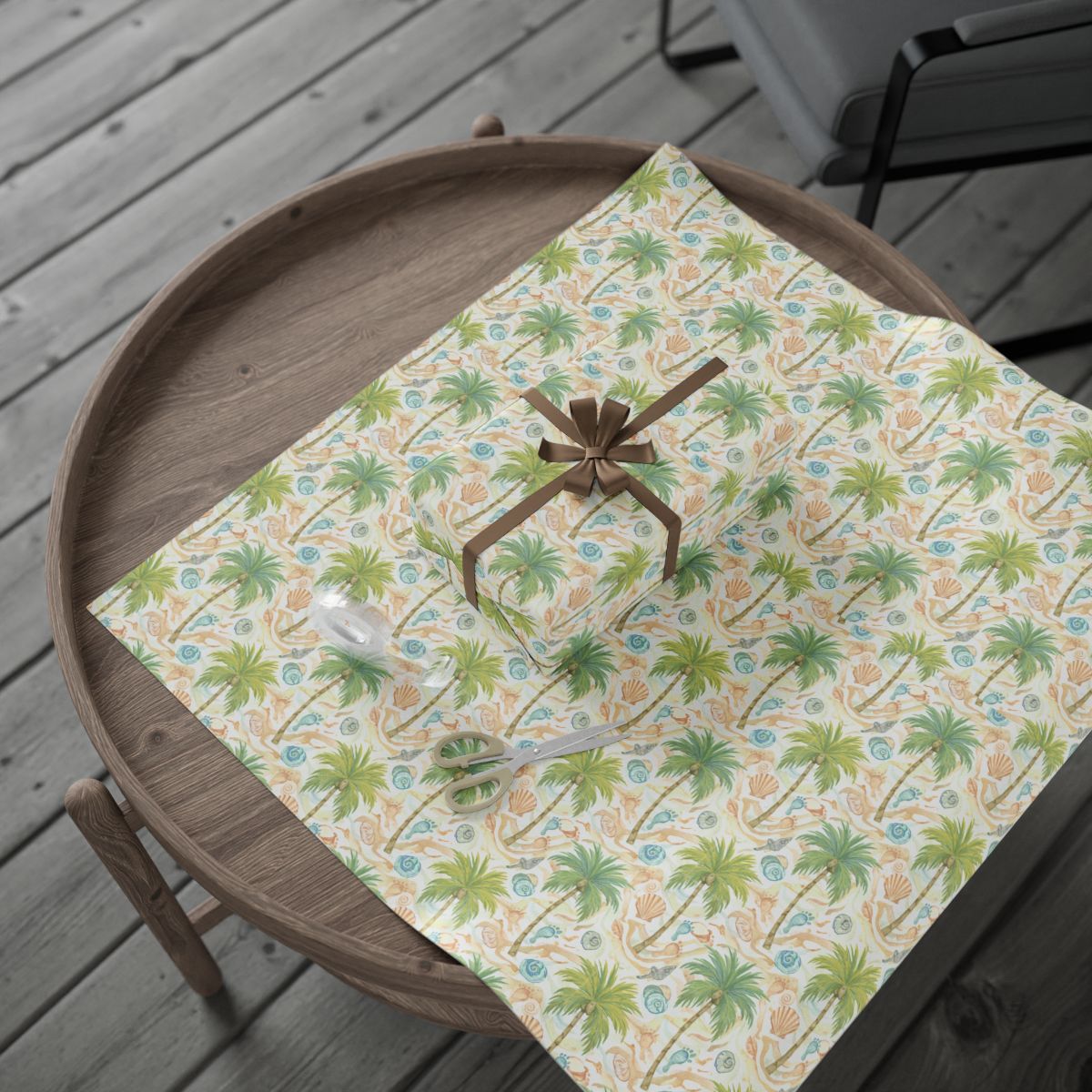 Tropical Palm Tree and Seashells Pattern Tablecloth product