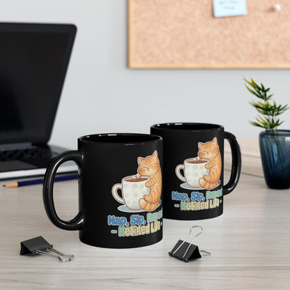 Nap Sip Repeat Retired Life Cat Graphic Coffee Mug