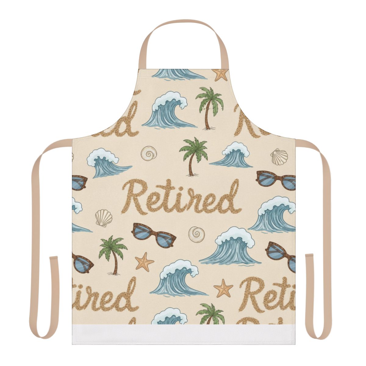 Retired Pattern Palm Trees Waves Sunglasses Apron