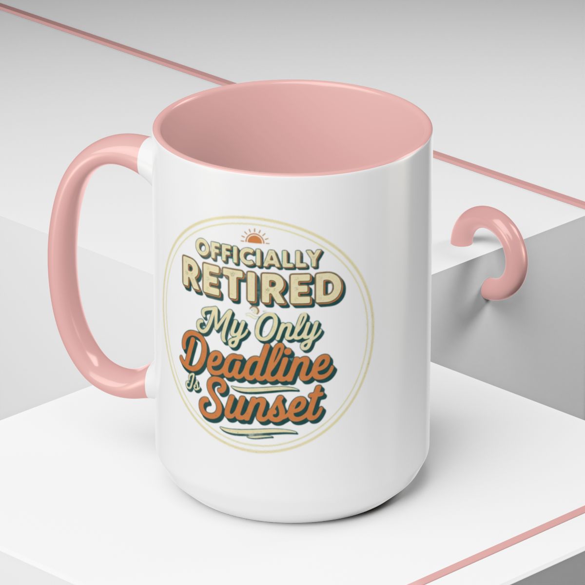 Officially Retired My Only Deadline Is Sunset | Enjoy relaxation with a Gold Silver Black or Access Mug - Retiree Gifts Retirement Party